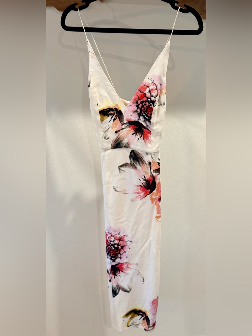 Topshop Floral V-Neck Midi Slip Dress Watercolor Print - 4